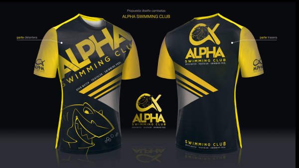 Diseño de camisetas corporativas Alpha Swimming Club